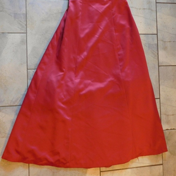 After Six Red Satin Strapless Long Formal - Picture 2 of 4